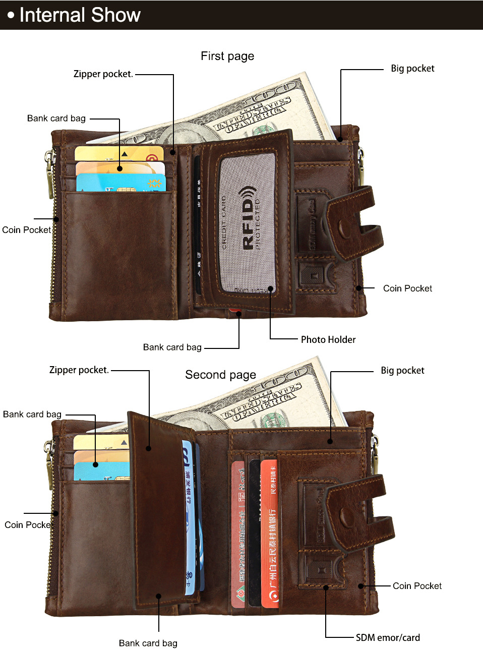 Short Genuine Leather Cowhide Men Wallet Business Card Coin Money Male Purse Card Holder