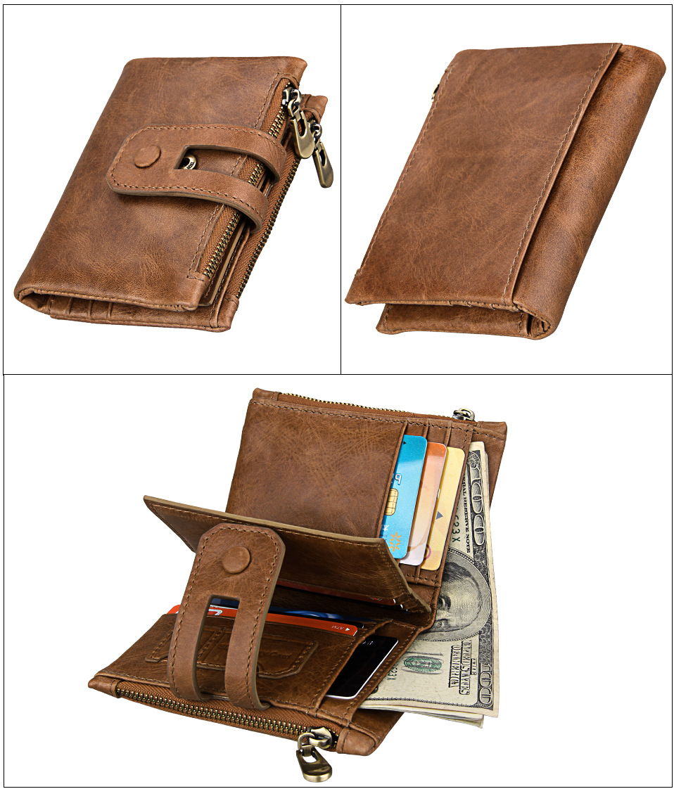 Short Genuine Leather Cowhide Men Wallet Business Card Coin Money Male Purse Card Holder