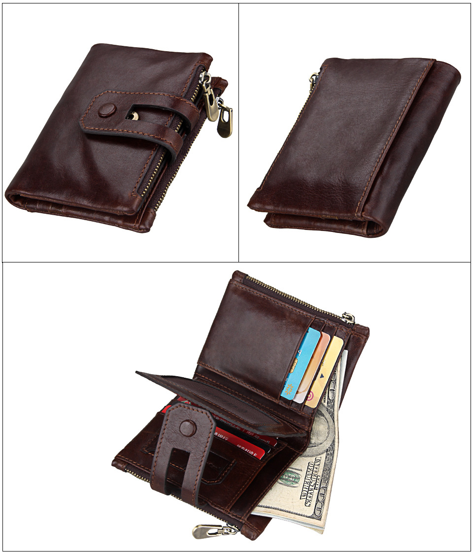 Short Genuine Leather Cowhide Men Wallet Business Card Coin Money Male Purse Card Holder