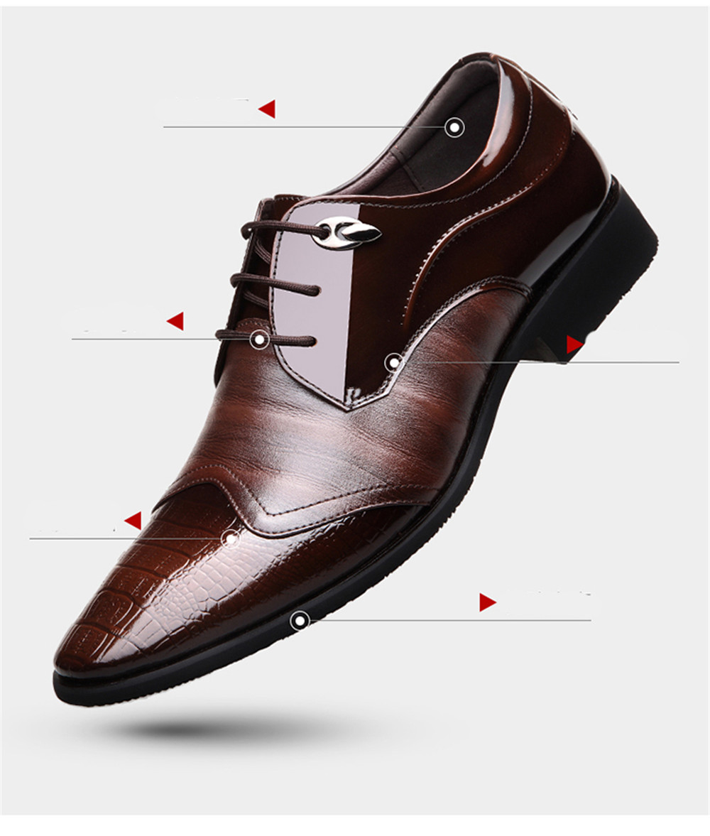 Men'S Business Suits Leather Splicing Pointed Men'S Shoes England Leather Shoes