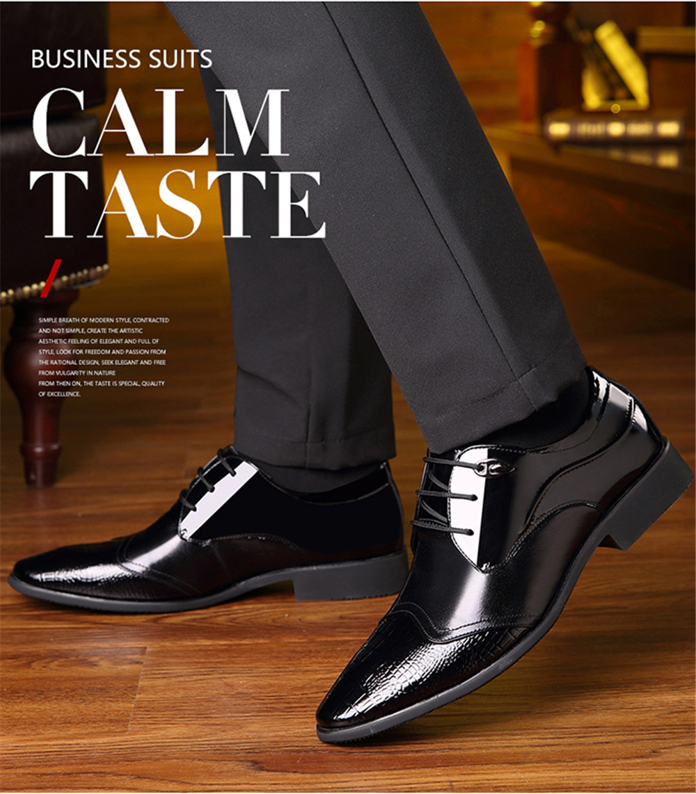 Men'S Business Suits Leather Splicing Pointed Men'S Shoes England Leather Shoes