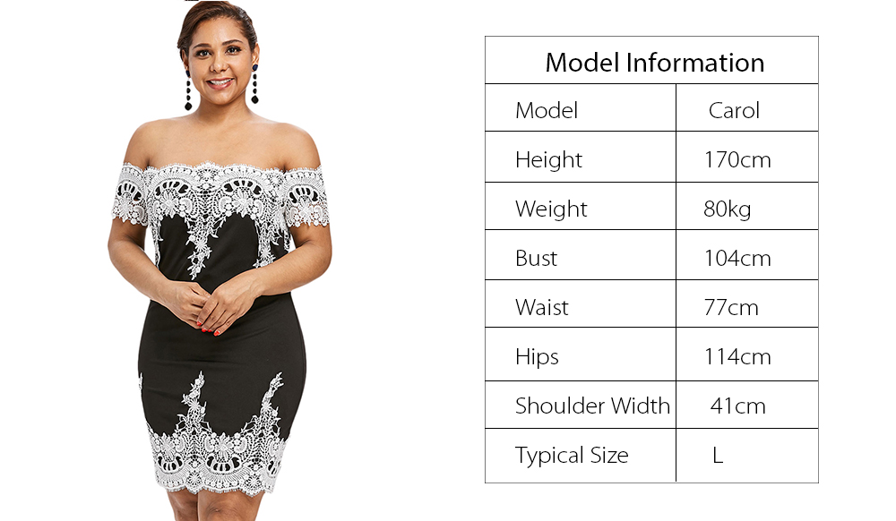 Plus Size Eyelash Lace Trim Bodycon Dress