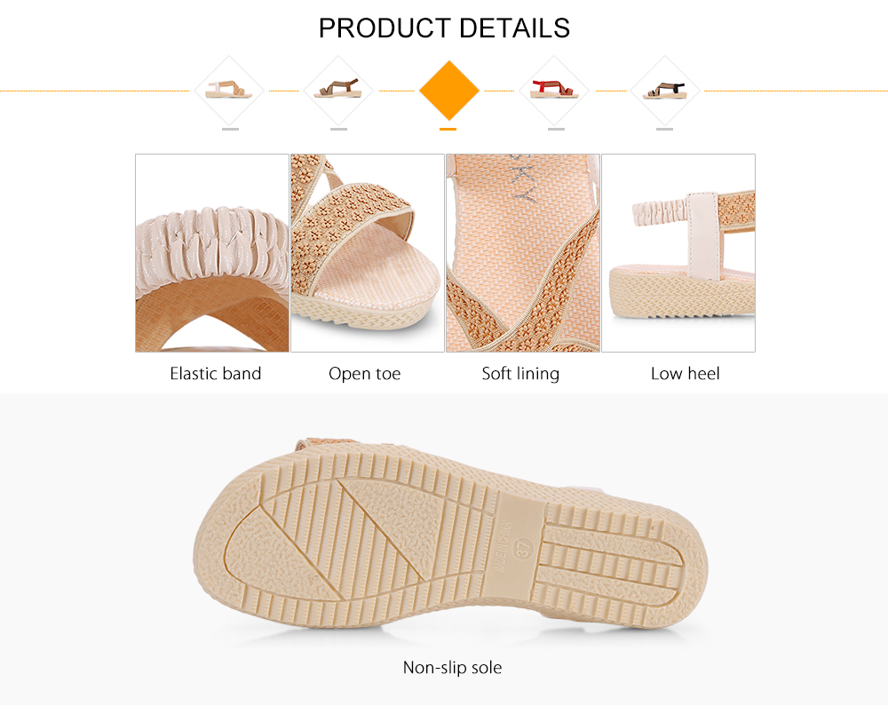 Summer Women Low Heel Open-toe Shoes Flat Elastic Band Girl's Sandals