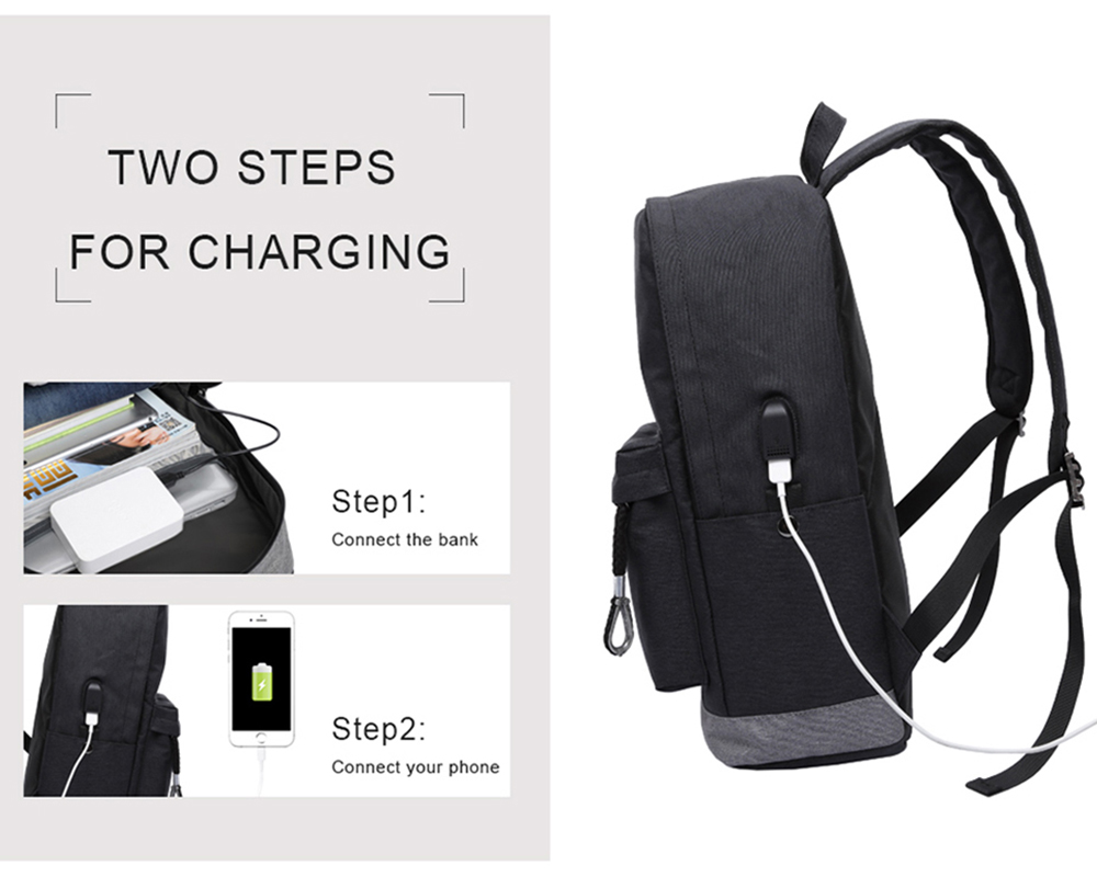 KAKA Casual Laptop Bag Male USB Charging Nylon Waterproof Men Backpack ...