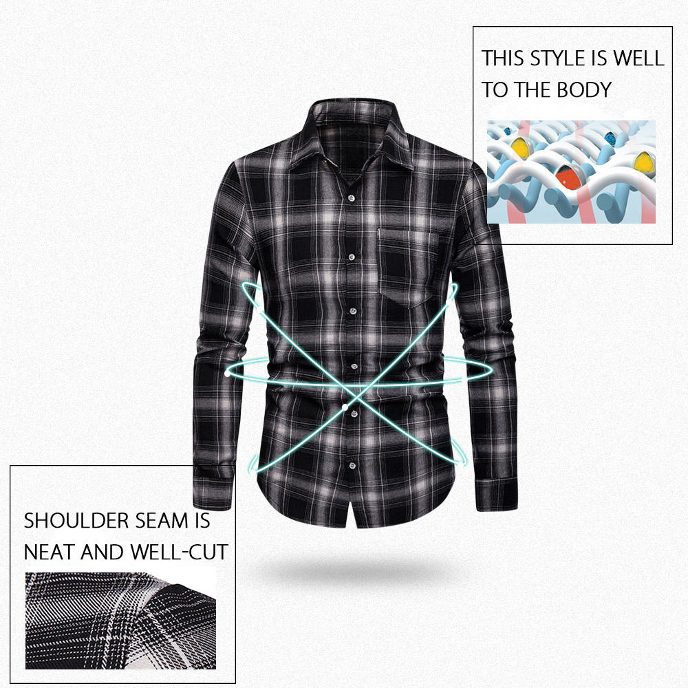 Long Sleeve Chest Pocket Tartan Print Shirt