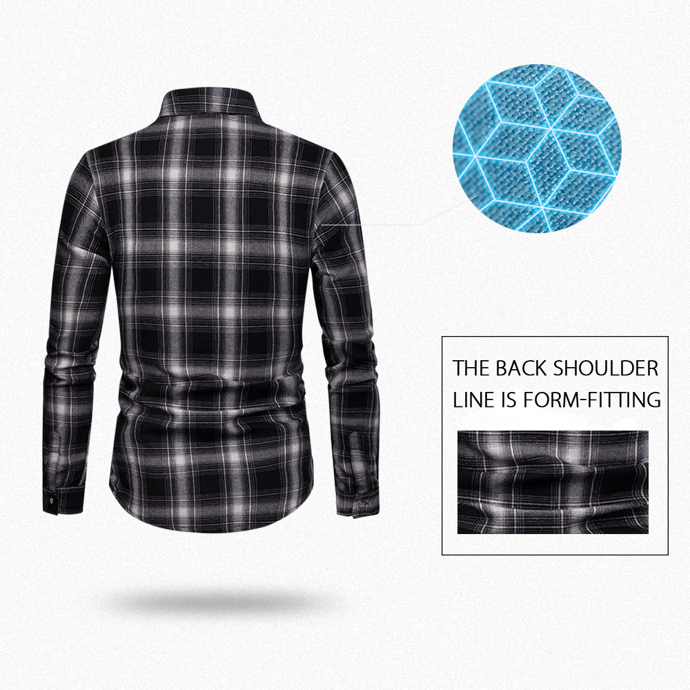 Long Sleeve Chest Pocket Tartan Print Shirt