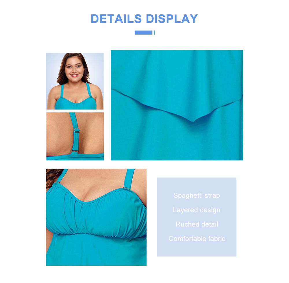 Plus Size Layered Ruffle Padded Tankini Set